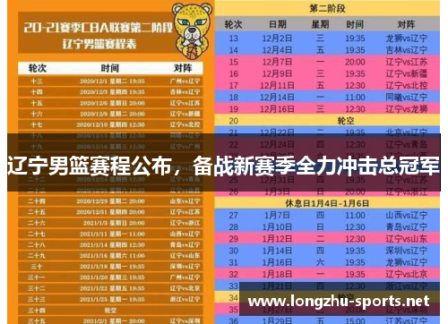 辽宁男篮赛程公布，备战新赛季全力冲击总冠军